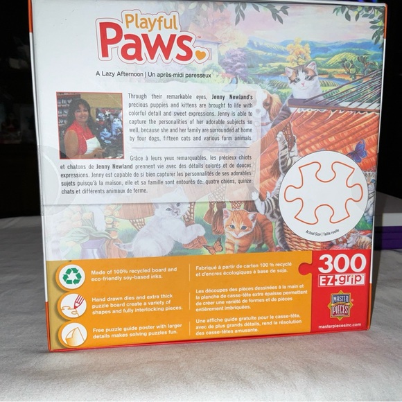 Playful Paws A Lazy Afternoon; 24x18 300 EZ-Grip pcs Master Pieces puzzle New - Picture 4 of 16